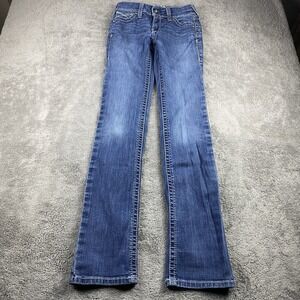 Ariat REAL Denim Straight Slim Jeans Womens 25L Blue Mid Rise
